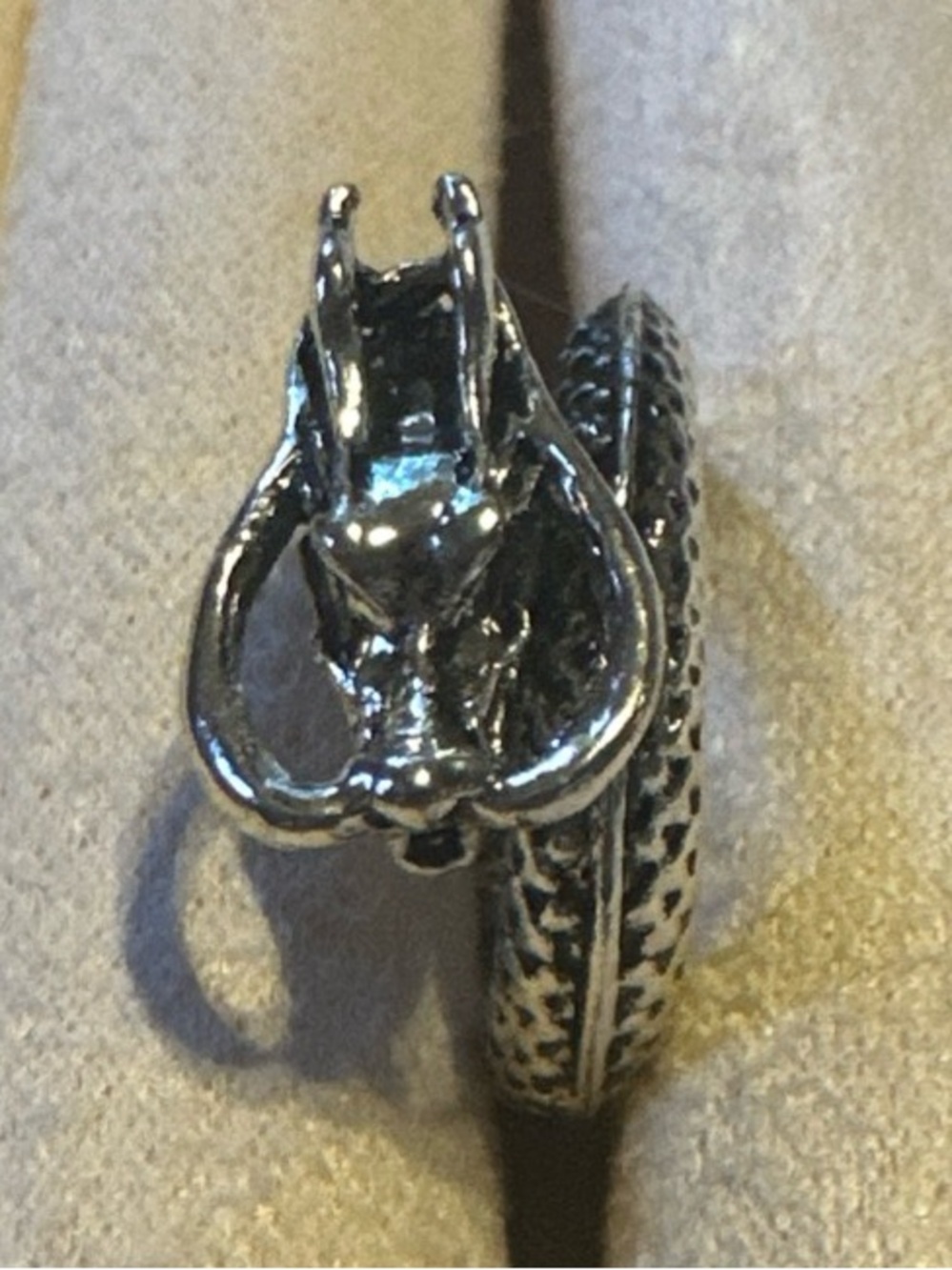 .999 Fine Silver Chinese Long Dragon Ring Size 5.5